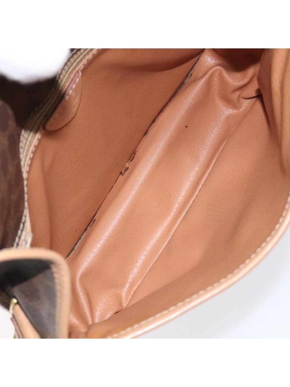 Authentic CELINE Macadam Canvas Shoulder Bag PVC Leather Brown Gold - Picture 2 of 16